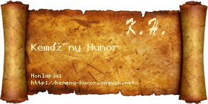 Kemény Hunor névjegykártya